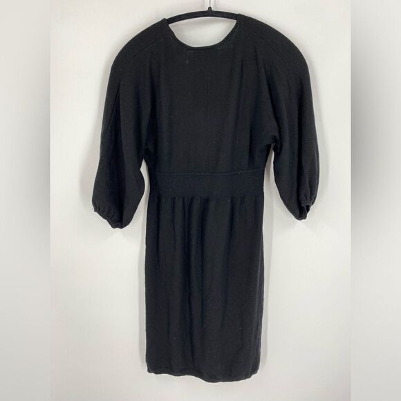 Context Women’s V Neck Balloon Sleeve V Neck Wool Blend Black Mini Dress size XS - Picture 3 of 3